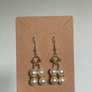 Hand Crafted Gold and Silver Pearl Earrings